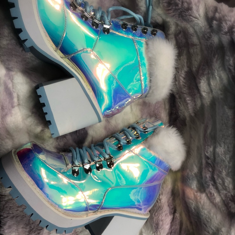 Blue Holographic Boot